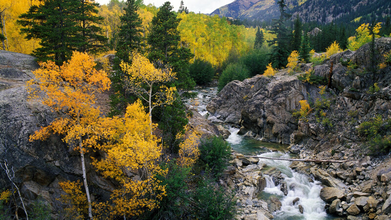 River in Mountain Canyon — Yellow