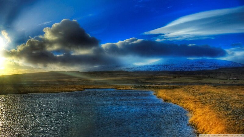 River in Mountain Landscape — Blue, Dramatic