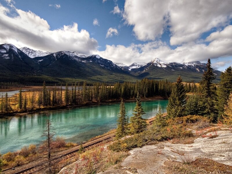 River in Mountain Valley — Blue, Green