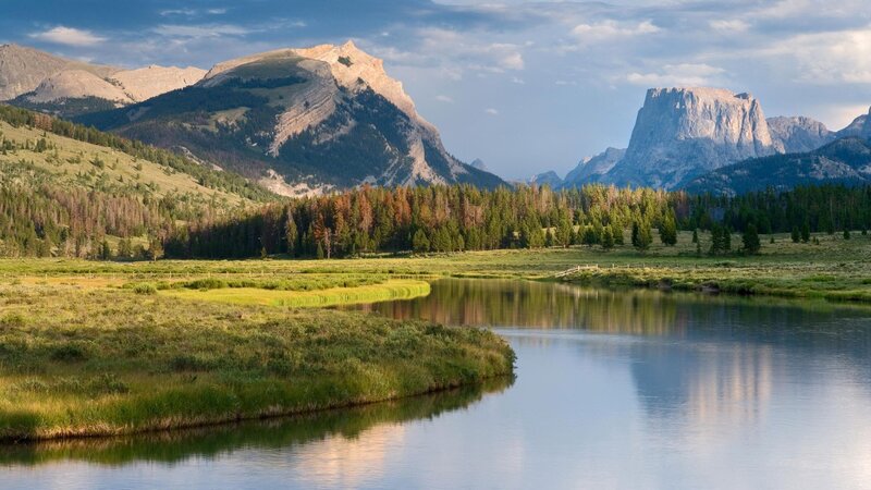 River in Mountain Valley — Blue, Photograph