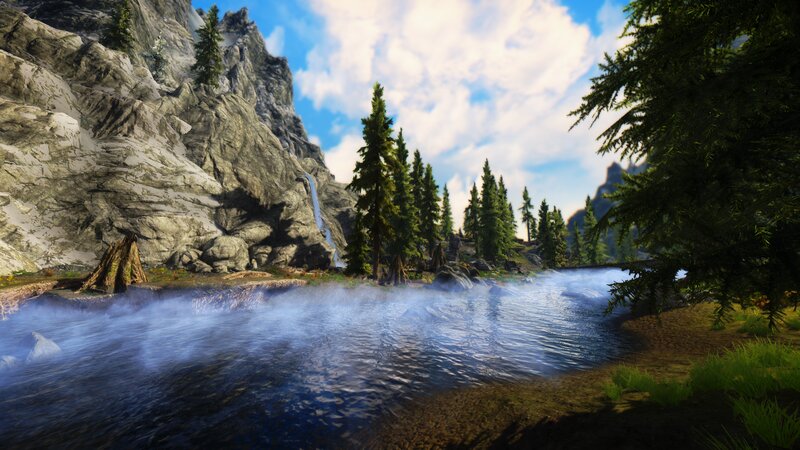 River in Mountain Valley — Blue, Serene, Afternoon, 3d Render
