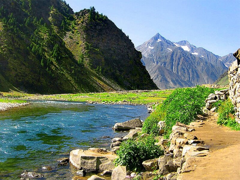 River in Mountain Valley — Blue, Serene, Afternoon