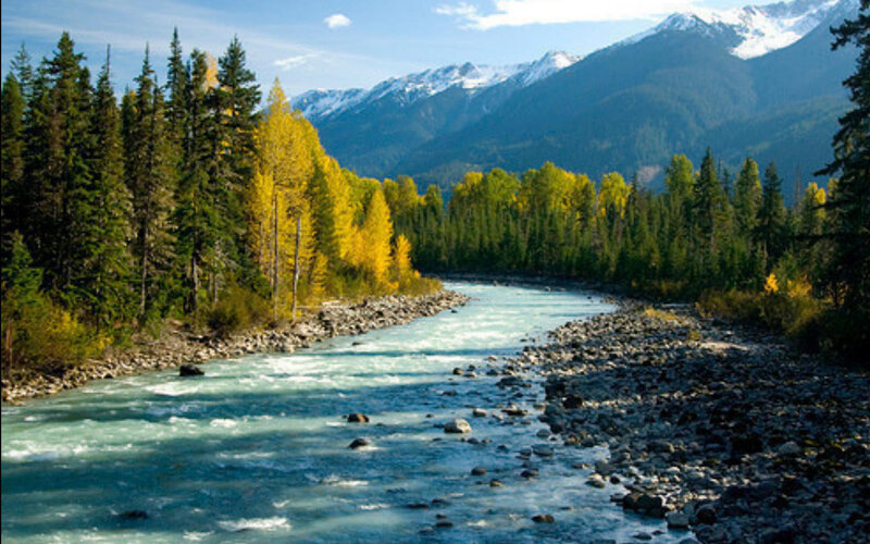 River in Mountain Valley — Blue, Serene, Autumn