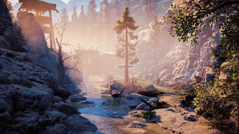River in Mountain Valley — Blue, Serene, Morning, 3d Render