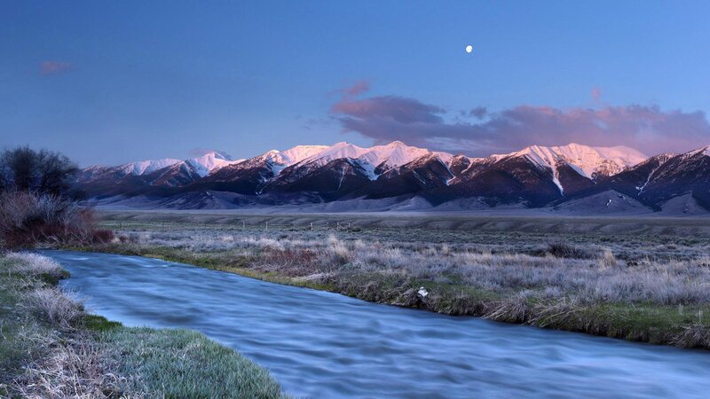 River in Mountain Valley — Blue