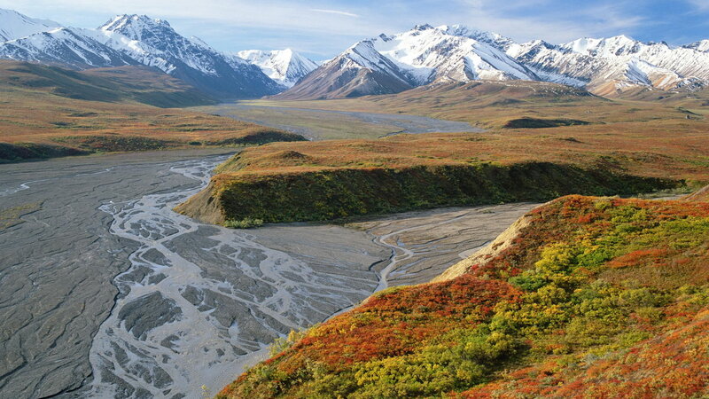 River in Mountain Valley — Brown, Serene
