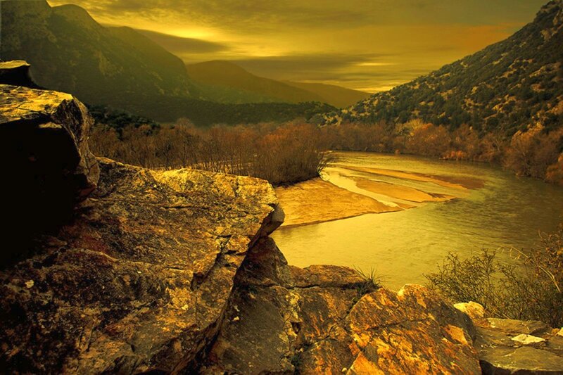 River in Mountain Valley — Gold