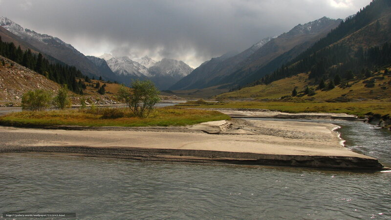 River in Mountain Valley — Gray, Dramatic