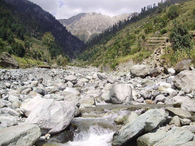 River in Mountain Valley — Gray
