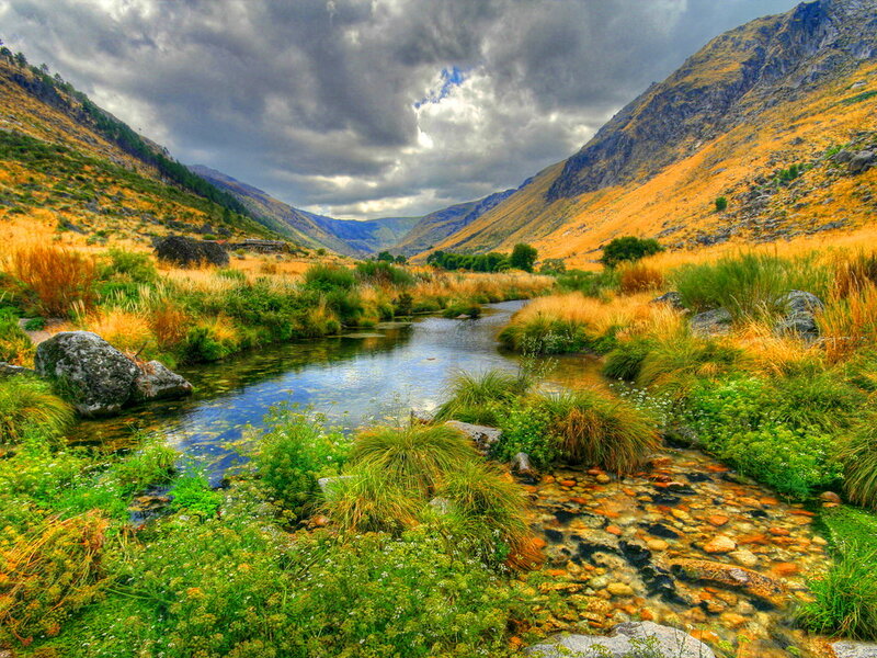 River in Mountain Valley — Green, Dramatic, Afternoon