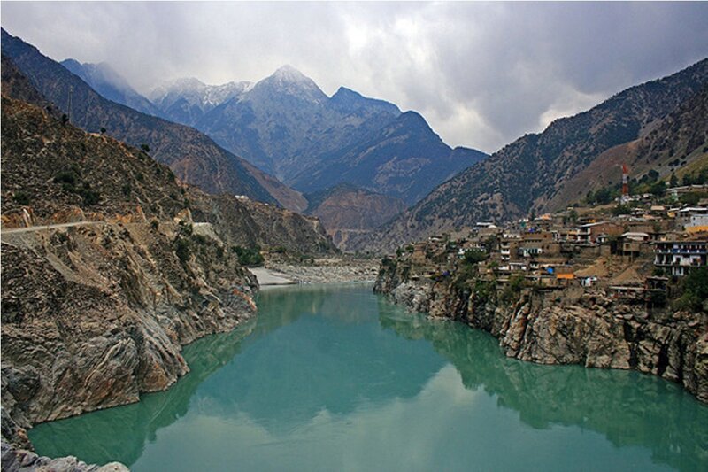 River in Mountain Valley — Green, Dramatic, Photograph, Mountains