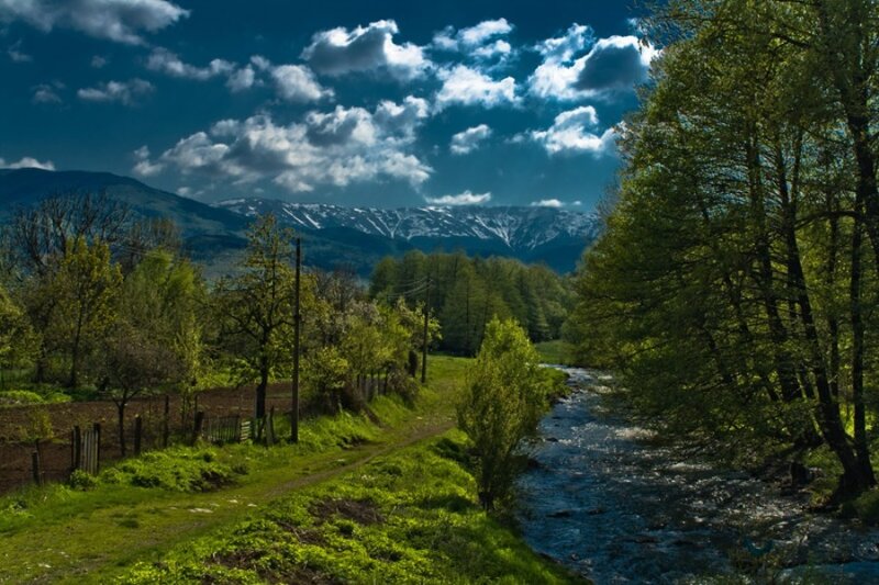 River in Mountain Valley — Green, Dramatic, Spring