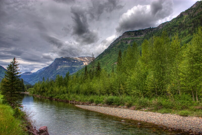 River in Mountain Valley — Green, Dramatic, Summer