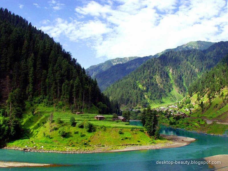 River in Mountain Valley — Green, Serene, Afternoon, Photograph, Mountains, Forest