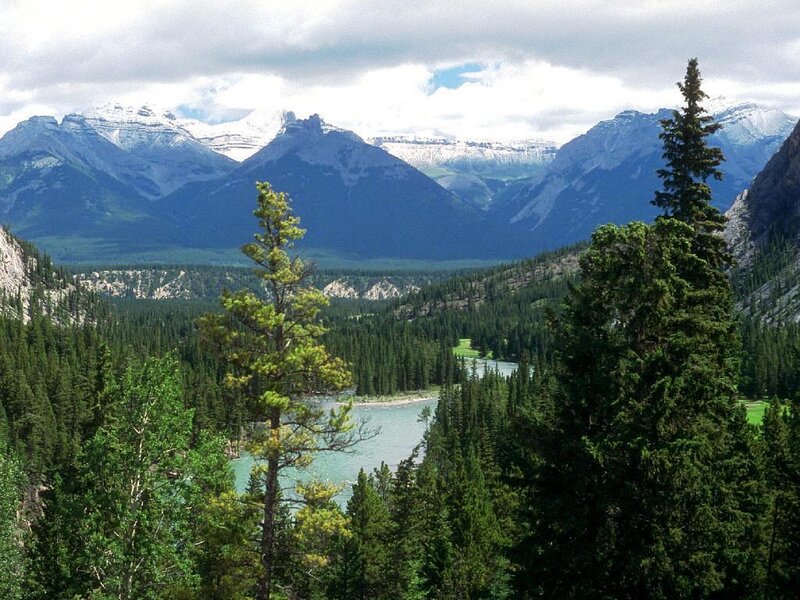 River in Mountain Valley — Green, Serene, Afternoon, Photograph, Mountains, Trees