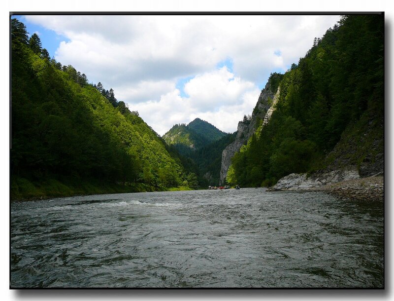 River in Mountain Valley — Green, Serene, Afternoon, Photograph, Trees, Rafts