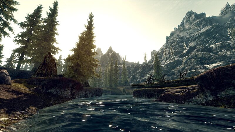 River in Mountain Valley — Green, Serene, Morning, 3d Render, Trees, Mountains