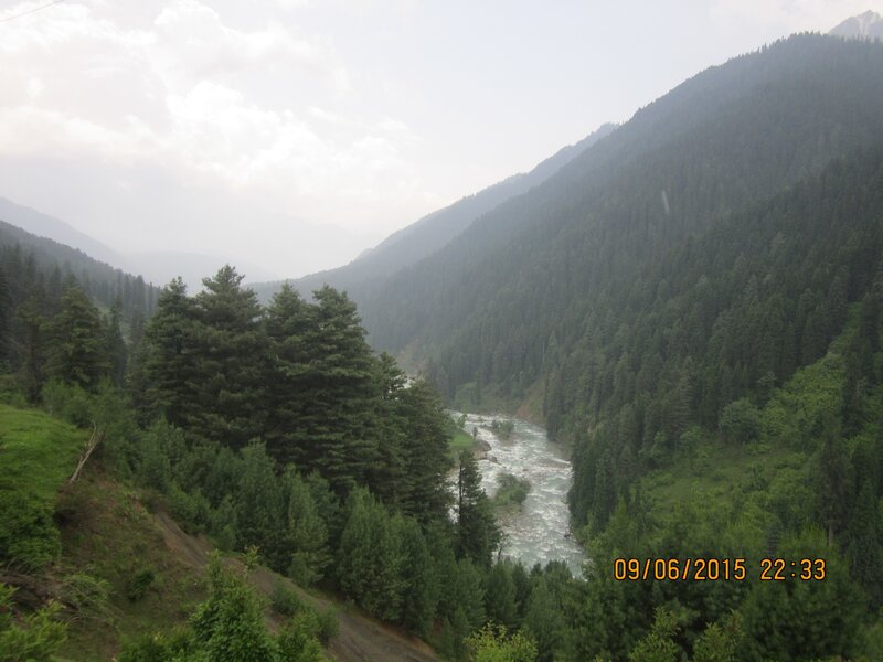 River in Mountain Valley — Green, Serene, Night