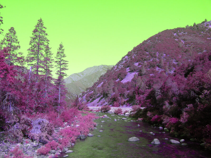 River in Mountain Valley — Green, Serene, Photograph, Trees, Rocks