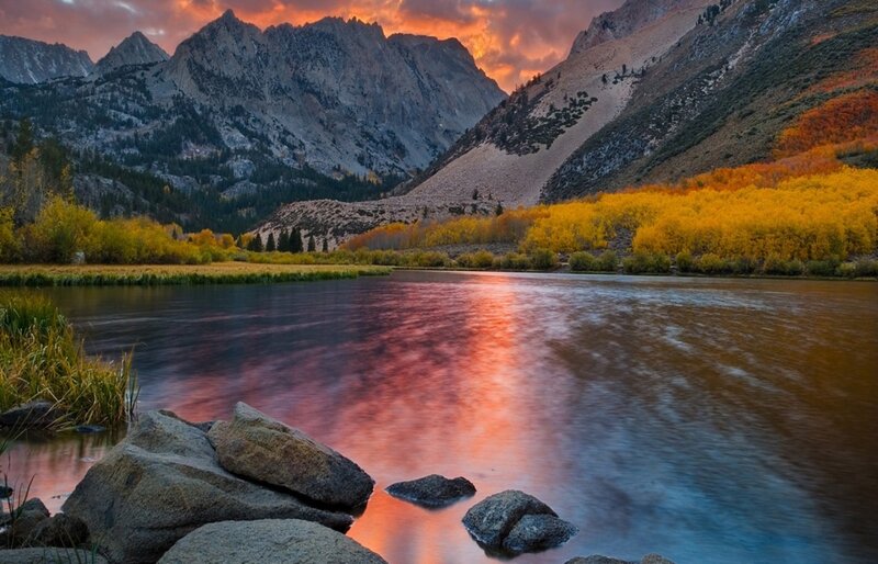 River in Mountain Valley — Orange, Serene