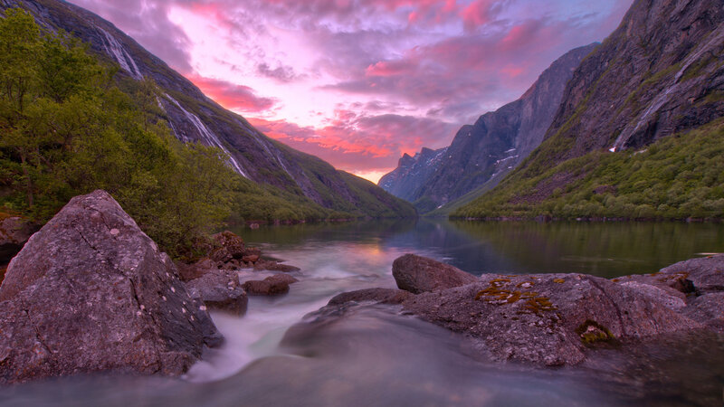 River in Mountain Valley — Pink