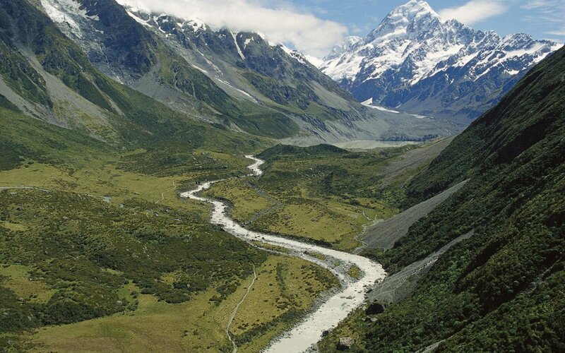 River in Mountain Valley — Serene, White