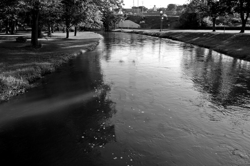 River in Park — Black, Serene, Afternoon, Photograph