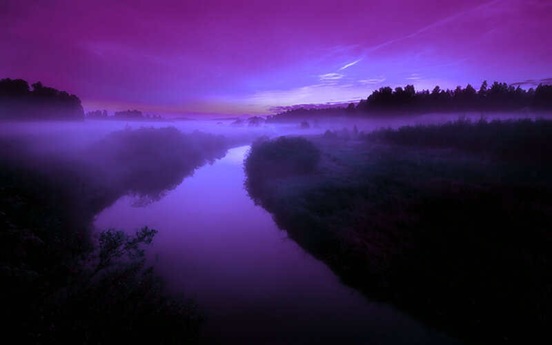 River in Purple Fog