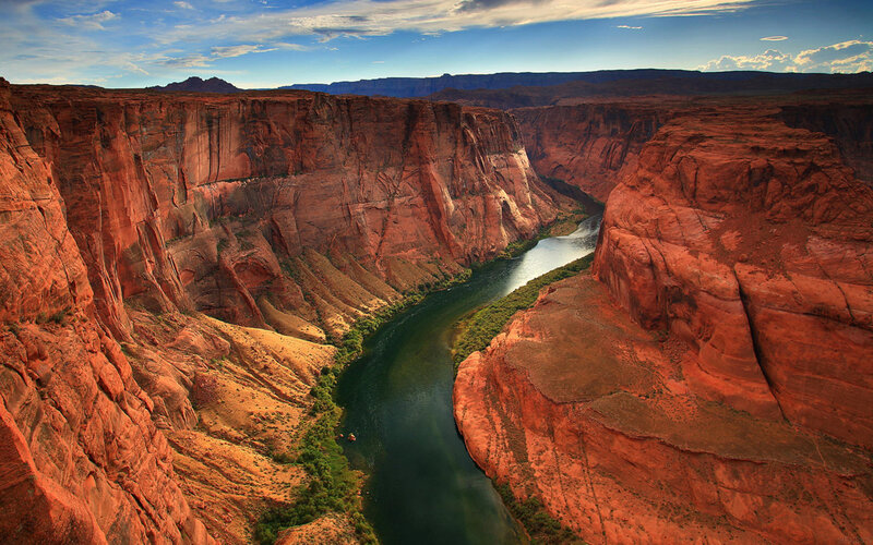 River in Red Canyon — Dramatic, Afternoon, Photograph, Sky