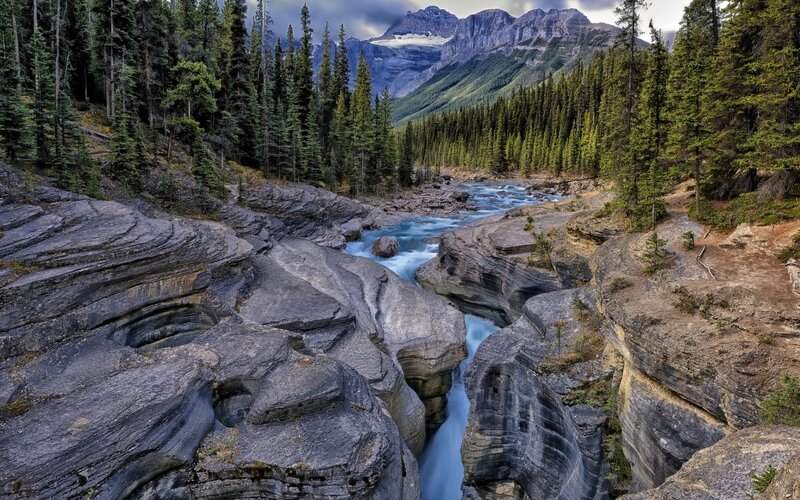 River in Rocky Canyon — Blue, Dramatic, Afternoon