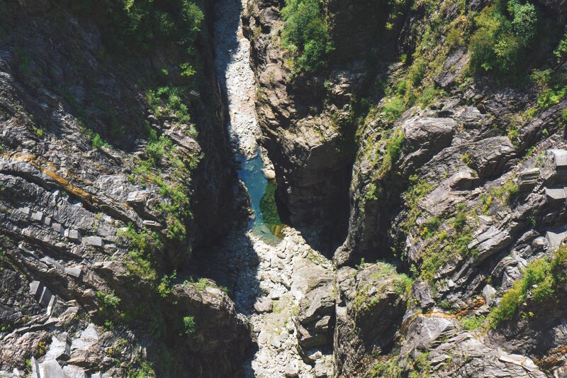 River in Rocky Canyon — Gray, Dramatic, Afternoon