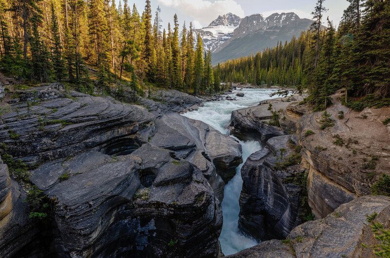 River in Rocky Canyon — Green, Serene, Afternoon, Photograph, Forest