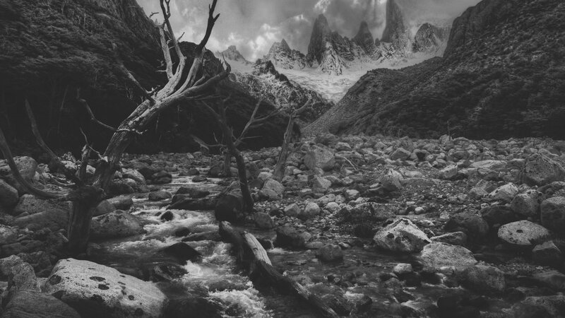 River in Rocky Valley — Black