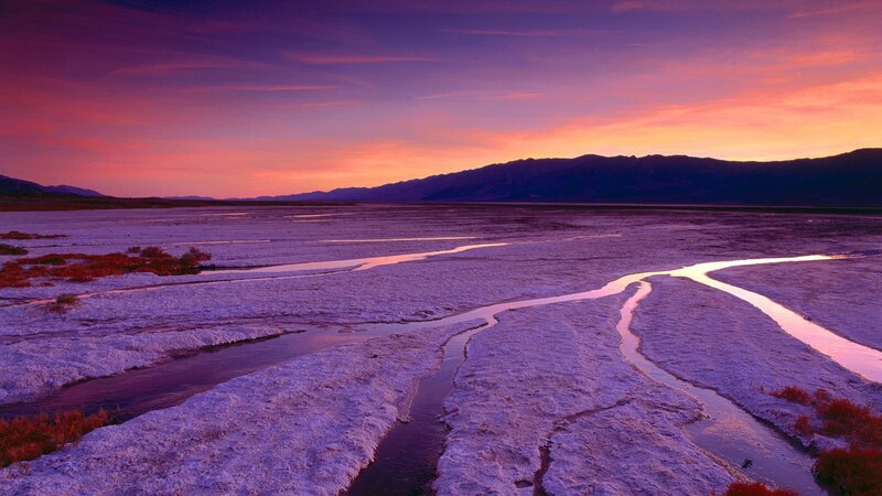 River in Salt Flat — Purple, Dramatic