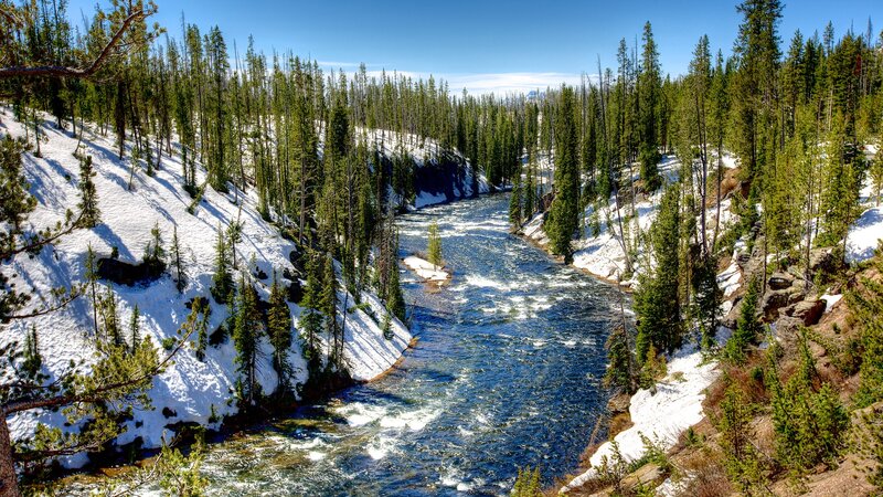 River in Snowy Canyon — Blue, Serene