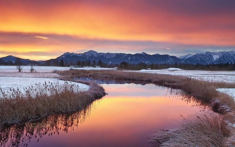 River in Snowy Field