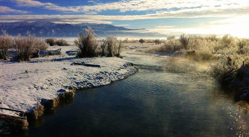 River in Snowy Landscape — Blue, Serene, Winter