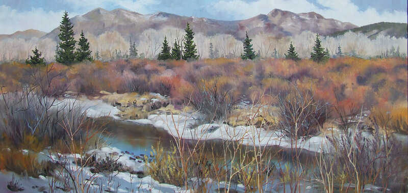 River in Snowy Landscape — Brown