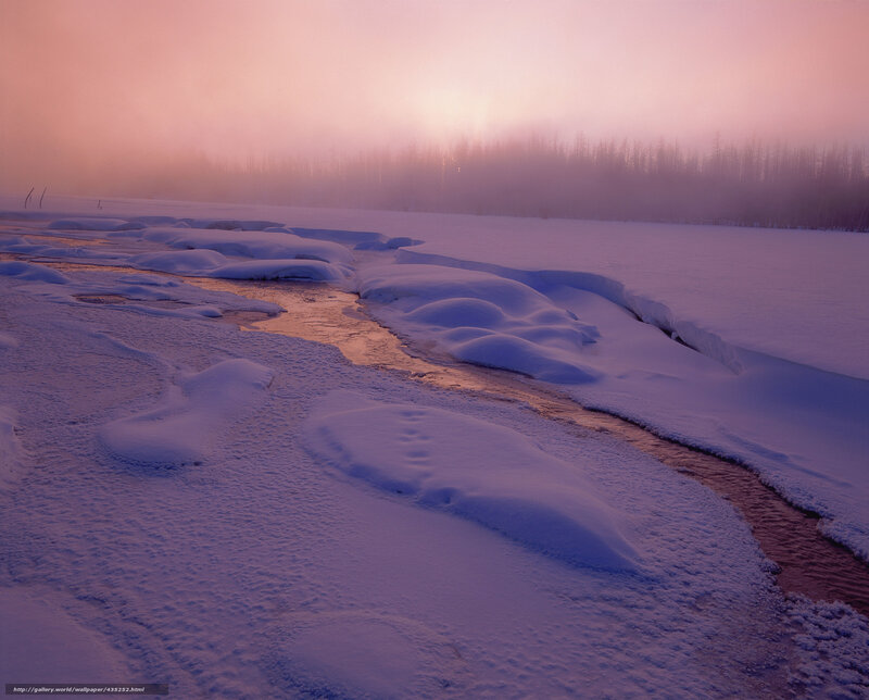 River in Snowy Landscape — Purple