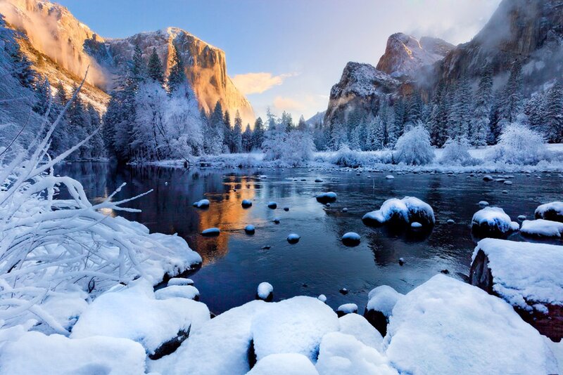 River in Snowy Valley — Blue, Serene