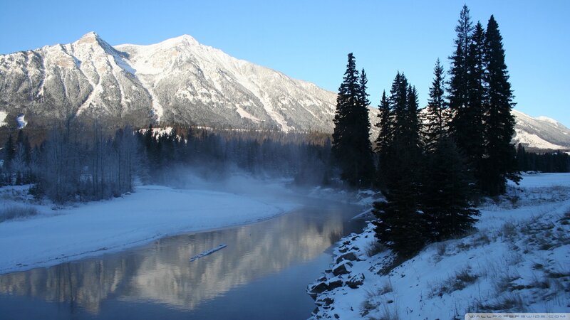 River in Snowy Valley — Blue