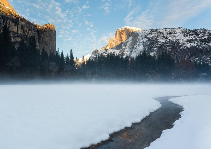 River in Snowy Valley — White, Serene