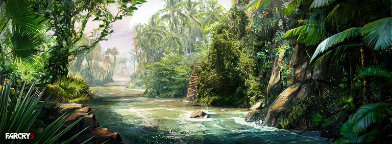 River in Tropical Jungle — Green, Lush