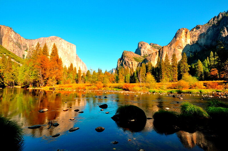 River in Valley — Blue, Serene, Autumn