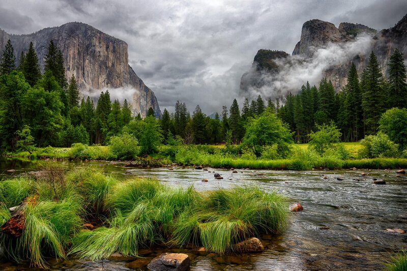 River in Valley — Green, Dramatic, Morning