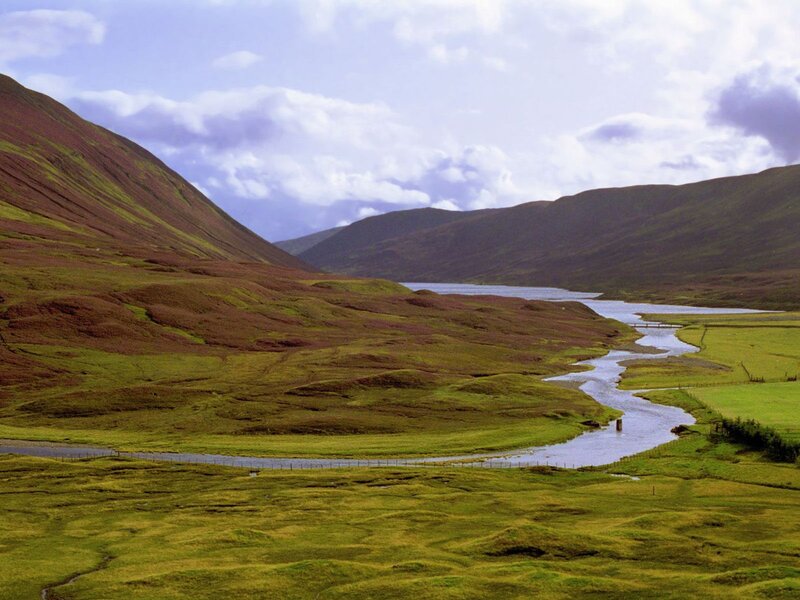 River in Valley — Green, Serene, Afternoon, Photograph, Mountains, Lake