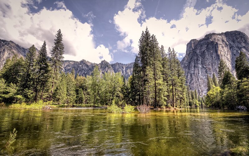 River in Valley — Green, Serene, Afternoon, Photograph, Trees