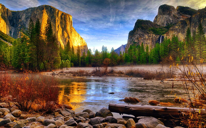 River in Valley with Cliffs — Blue