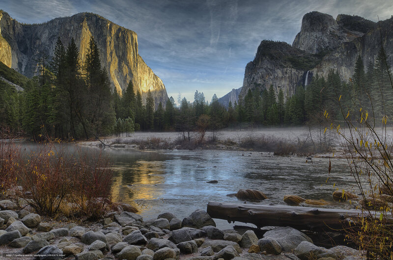 River in Valley with Cliffs — Gray