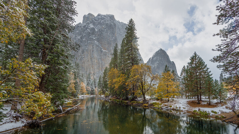 River in Valley with Mountains — Green, Serene, Autumn, Photograph
